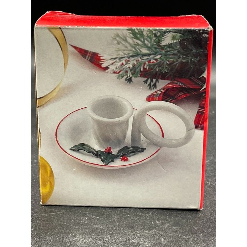 Jay Imports Co. Porcelain Candle Holder Christmas Home Decor Width 3.25 Inches